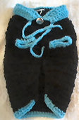 Turquoise/Black Hand Crocheted Dog Sweater